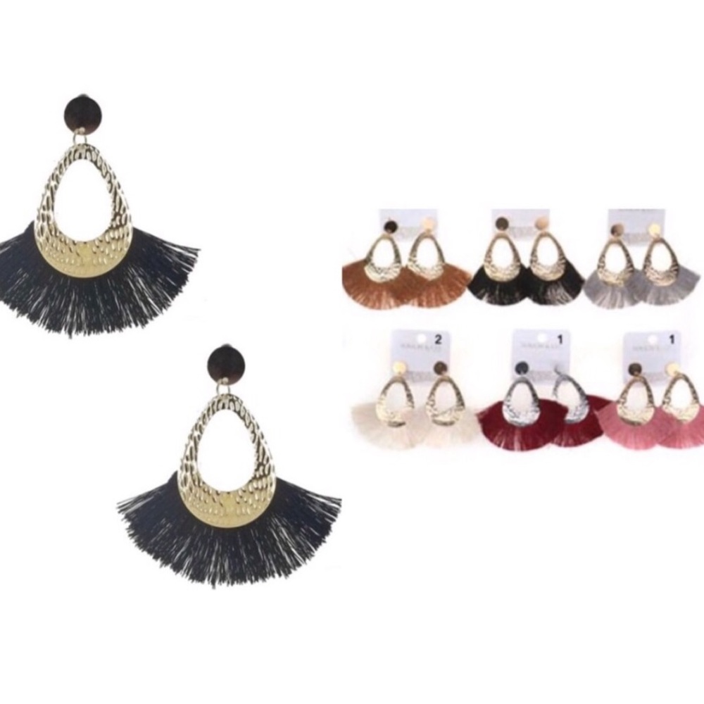 Boho Tassel Fringe Gold Earrings